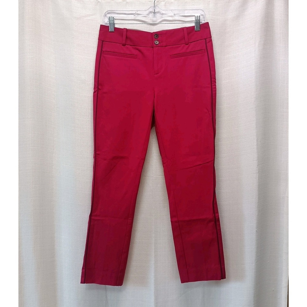 The Essential Slim By Anthropologie 4 Berry‎ Cranberry Dark Piping Trouser Pants